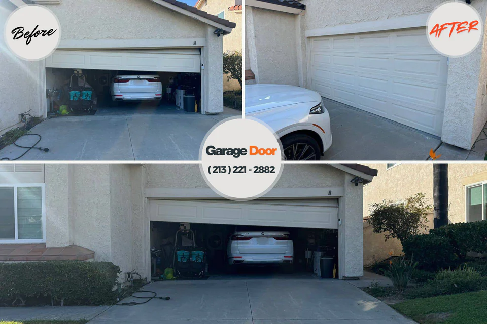 Before and after: garage door repair Islandia, NY